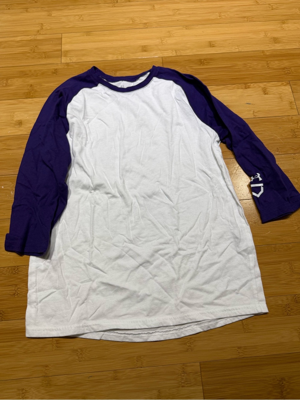 Under Armour White and Purple Raglan Long Sleeve Tee